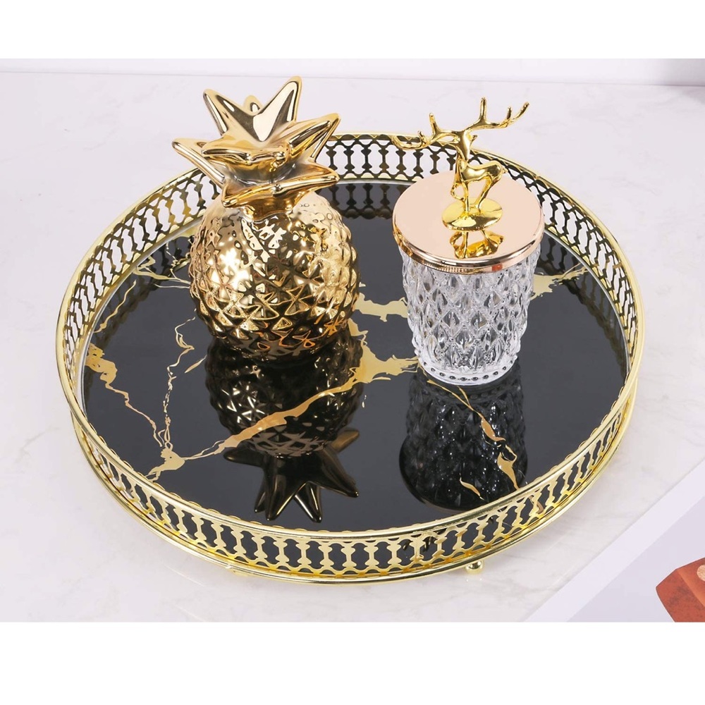 Black marble gold tray